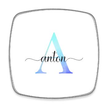 A| Monogramme | Nom | Anton | Aquarelle - Magnet carré - blanc - Devant