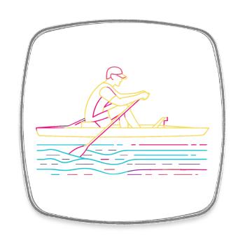 Rowing Steamwave - Square fridge magnet - white - Front