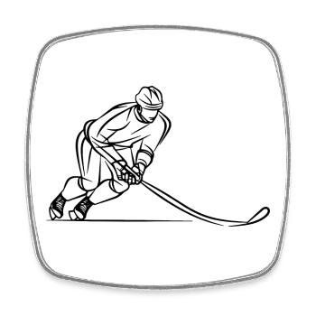 Eishockeyspieler Line Art - Viereckiger Kühlschrankmagnet - Weiß - Vorne