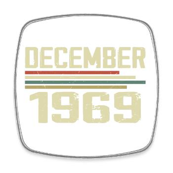 December 1969 Vintage Retro Birthday - Square fridge magnet - white - Front