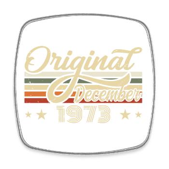 Dezember 1973 - Geburtstagsgeschenk Dezember 1973 - Viereckiger Kühlschrankmagnet - Weiß - Vorne