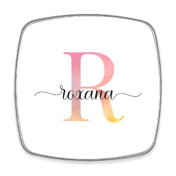 R | Monogramm | Name | Roxana |Watercolor - Viereckiger Kühlschrankmagnet - Weiß - Vorne