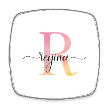 R | Monogramm | Name | Regina |Watercolor - Viereckiger Kühlschrankmagnet - Weiß - Vorne