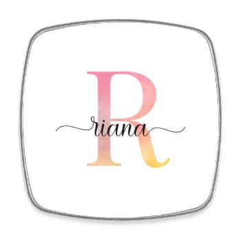 L | Monogramme | Nom | Riana |Aquarelle - Magnet carré - blanc - Devant