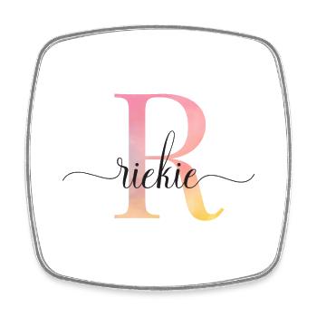R | Monogram | Name | Rieke |Watercolor - Square fridge magnet - white - Front