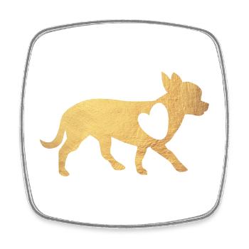 Herz Chihuahua Gold Hunde Fan Liebe Love Wauwau - Viereckiger Kühlschrankmagnet - Weiß - Vorne
