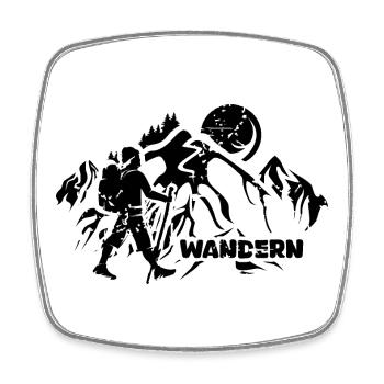 Randonnée Montagnes Nature Randonneurs Plein air Course à pied Logo - Magnet carré - blanc - Devant