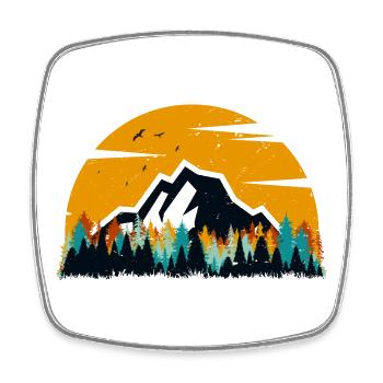 Sunset Mountain Forest - Square fridge magnet - white - Front