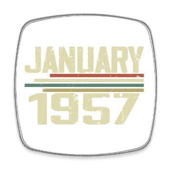 Januar 1957 - Geburtstagsgeschenk Januar 1957 - Viereckiger Kühlschrankmagnet - Weiß - Vorne