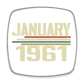 Januar 1961 - Geburtstagsgeschenk Januar 1961 - Viereckiger Kühlschrankmagnet - Weiß - Vorne