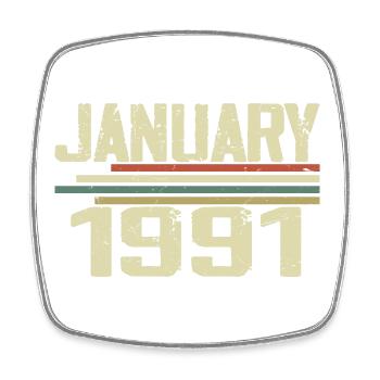 Januar 1991 - Geburtstagsgeschenk Januar 1991 - Viereckiger Kühlschrankmagnet - Weiß - Vorne