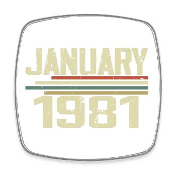 Januar 1981 - Geburtstagsgeschenk Januar 1981 - Viereckiger Kühlschrankmagnet - Weiß - Vorne