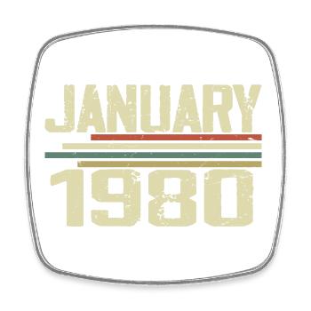 Janvier 1980 - Cadeau d’anniversaire Janvier 1980 - Magnet carré - blanc - Devant
