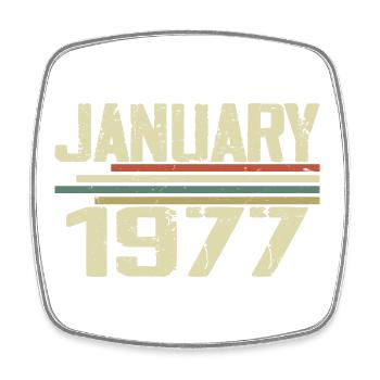 Januar 1977 - Geburtstagsgeschenk Januar 1977 - Viereckiger Kühlschrankmagnet - Weiß - Vorne