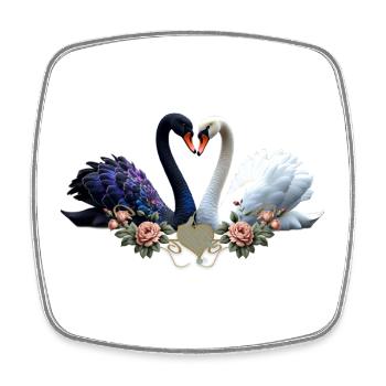 Eternal bond, black and white swans in love - Square fridge magnet - white - Front