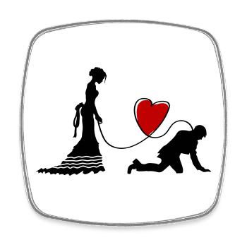 Mariage Jeunes mariés Coeur Drôle - Magnet carré - blanc - Devant