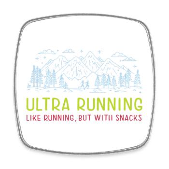 Ultra Running - wie Laufen, aber mit Snacks - Viereckiger Kühlschrankmagnet - Weiß - Vorne