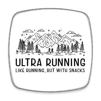 Ultra Running - wie Laufen, aber mit Snacks - Viereckiger Kühlschrankmagnet - Weiß - Vorne