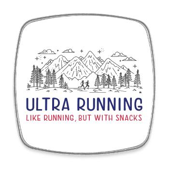 Ultra Running - wie Laufen, aber mit Snacks - Viereckiger Kühlschrankmagnet - Weiß - Vorne
