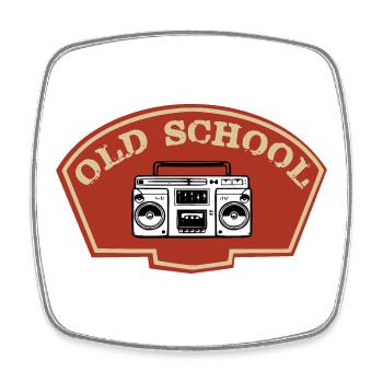 Old school - Square fridge magnet - white - Front
