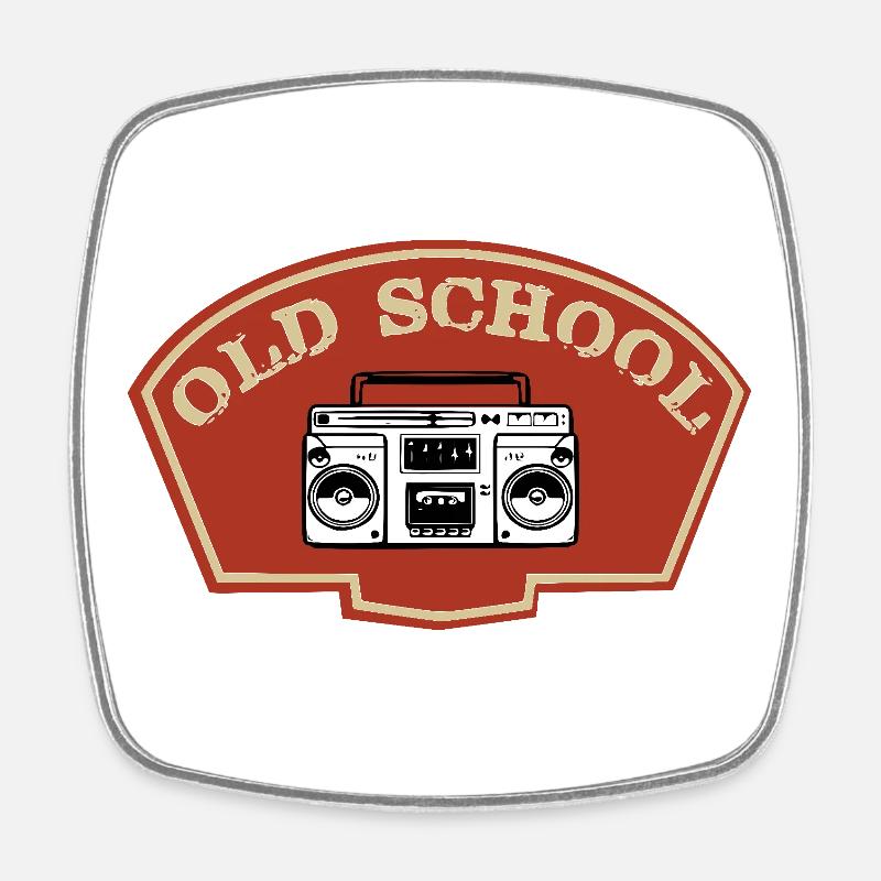 Old school - Square fridge magnet - white