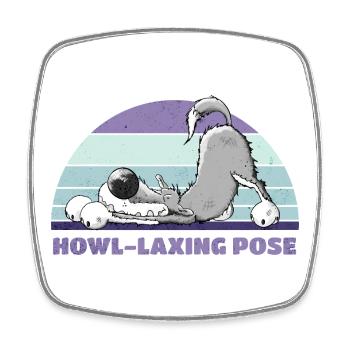 Wolf Yoga Howl-Laxing Pose - Magnet carré - blanc - Devant