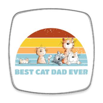 Best Cat Dad Katzen Papa Vintage Katzenliebhaber - Viereckiger Kühlschrankmagnet - Weiß - Vorne