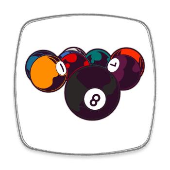Billard 8 Ball - Viereckiger Kühlschrankmagnet - Weiß - Vorne