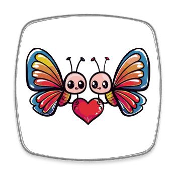Schmetterling Paar Valentinstag - Viereckiger Kühlschrankmagnet - Weiß - Vorne
