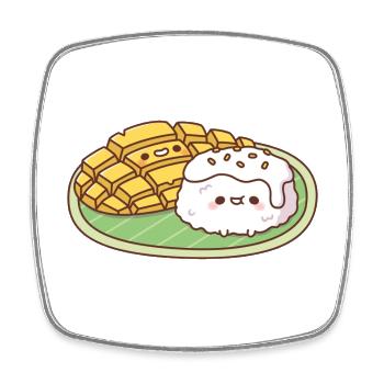 Cute Mango Sticky Rice Thai Food - Square fridge magnet - white - Front