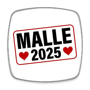 Malle 2025 Herz - Viereckiger Kühlschrankmagnet - Weiß - Vorne