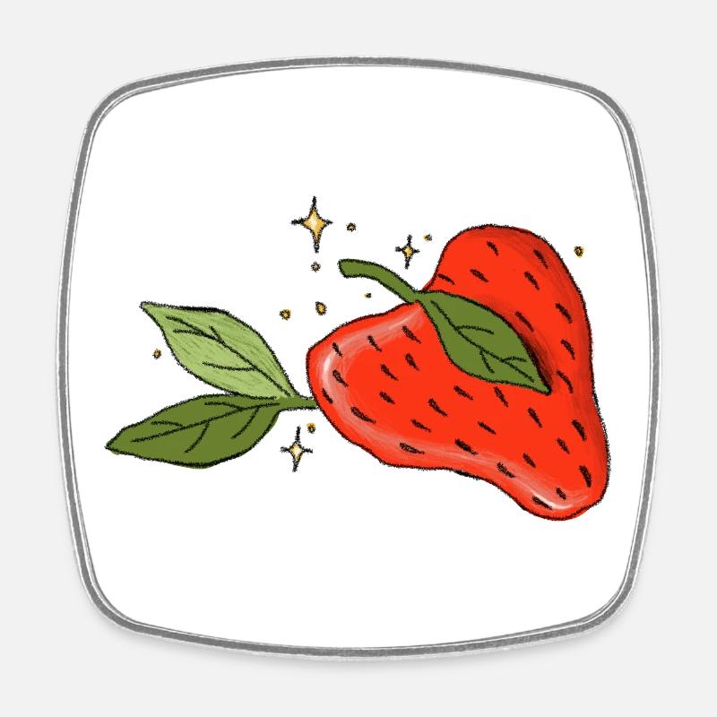 Heart Strawberry - Square fridge magnet - white