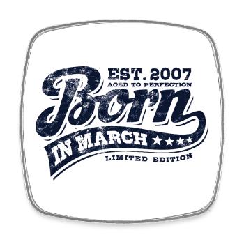 Born in March 2007 - Birthday - Gift - Square fridge magnet - white - Front