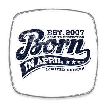 Born in April 2007 - Birthday - Gift - Square fridge magnet - white - Front