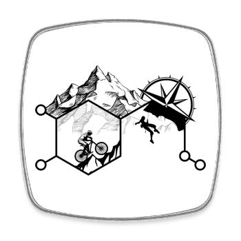Abstract Mountain Landscape Illustration - Square fridge magnet - white - Front