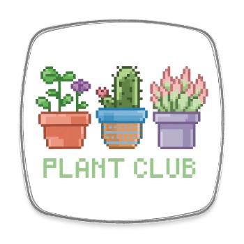Pixel Plant Club Vibes - Square fridge magnet - white - Front