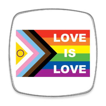 LOVE IS LOVE - Viereckiger Kühlschrankmagnet - Weiß - Vorne