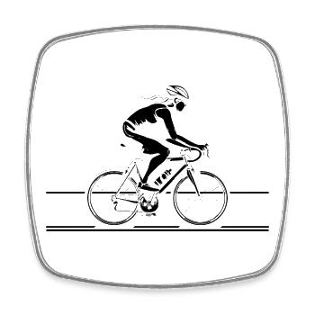 Cyclist Drawing - Square fridge magnet - white - Front