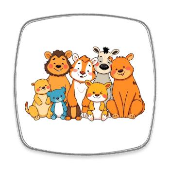 Verspielte Tierfamilie Comic Design - Viereckiger Kühlschrankmagnet - Weiß - Vorne