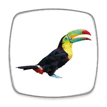 Bunter Geometrie-Tukan – Vogel im Polygon-Stil - Viereckiger Kühlschrankmagnet - Weiß - Vorne