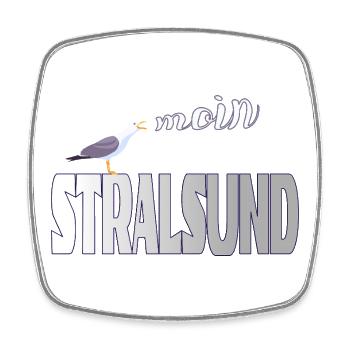 Stralsund Möwe & Moin Ostsee - Viereckiger Kühlschrankmagnet - Weiß - Vorne