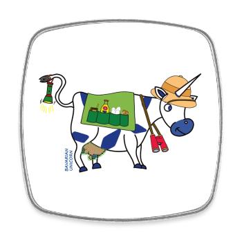 BAVARIAN UNICORN - Safari Reisen Bayerisches Essen - Viereckiger Kühlschrankmagnet - Weiß - Vorne