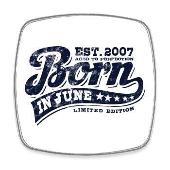 Born in June 2007 - Birthday - Gift - Square fridge magnet - white - Front