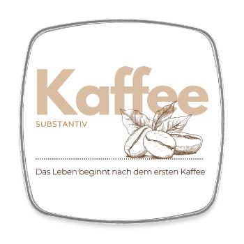 Coffee – Life begins after the first coffee - Square fridge magnet - white - Front