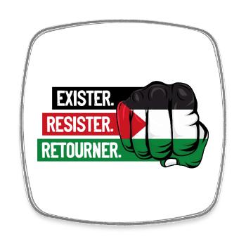Poing_drapeau palestine_exister résister retourner - Magnet carré - blanc - Devant