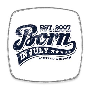 Born in July 2007 - Birthday - Gift - Square fridge magnet - white - Front