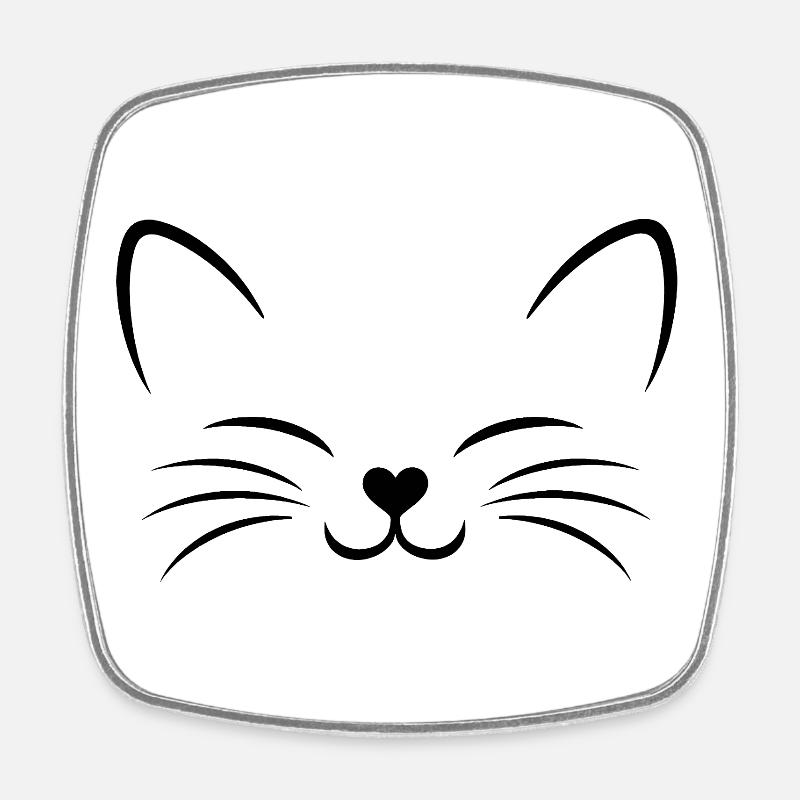 Happy Cat - Square fridge magnet - white
