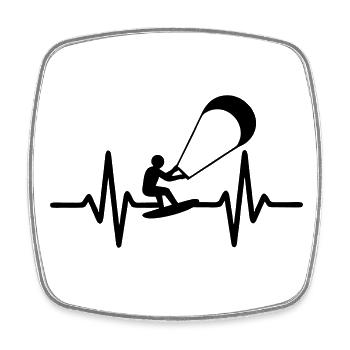 Kitesurf heartbeat - Square fridge magnet - white - Front