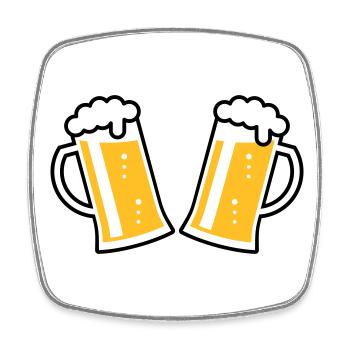 2 German Beer Mugs To Toast (Cheers / 2C) - Square fridge magnet - white - Front