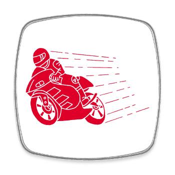 Roter Biker und Geschwindigkeit - Viereckiger Kühlschrankmagnet - Weiß - Vorne